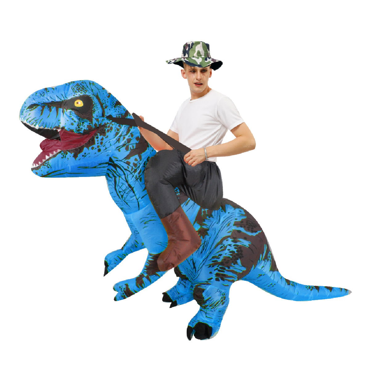 Teens Riding T Rex Costume Halloween Blow up Costume - ChildAngle