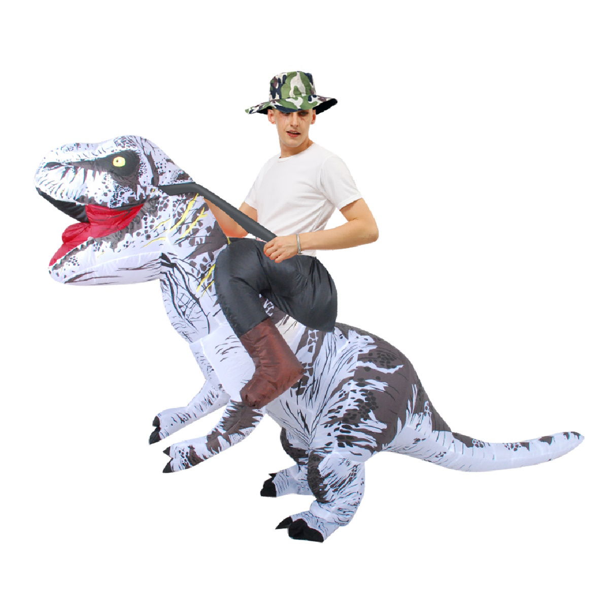Teens Riding T Rex Costume Halloween Blow up Costume - ChildAngle