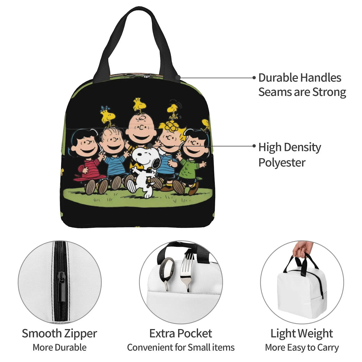 Snoopy Lunch Bag Portable Tote Large Capacity Lunch Bag - ChildAngle