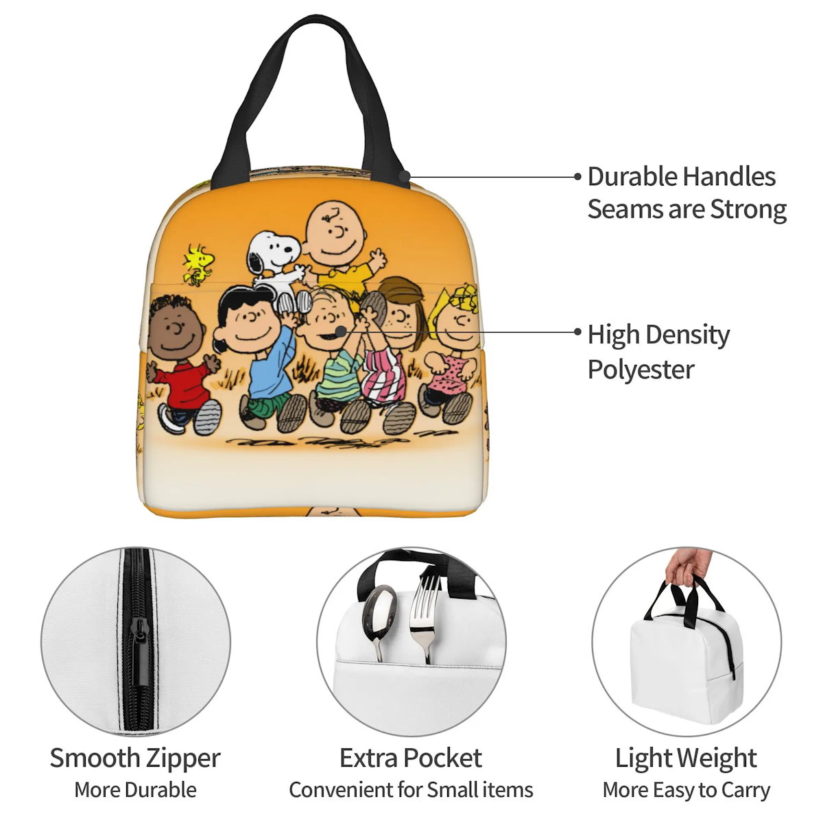 Snoopy Lunch Bag Portable Tote Large Capacity Lunch Bag - ChildAngle