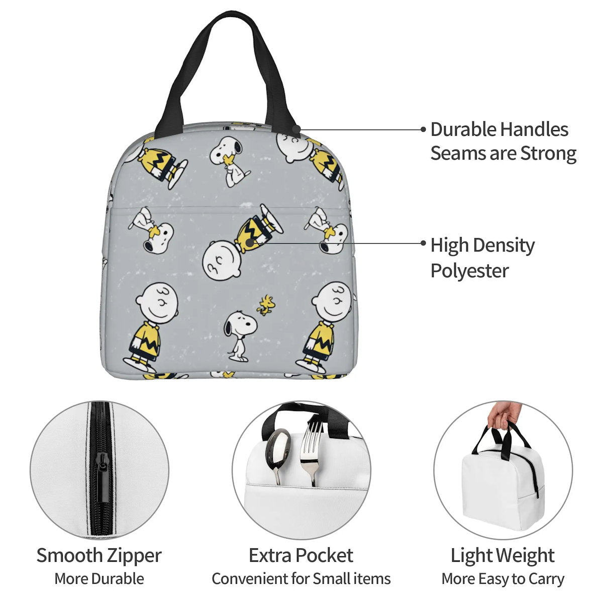 Snoopy Lunch Bag Portable Tote Large Capacity Lunch Bag - ChildAngle