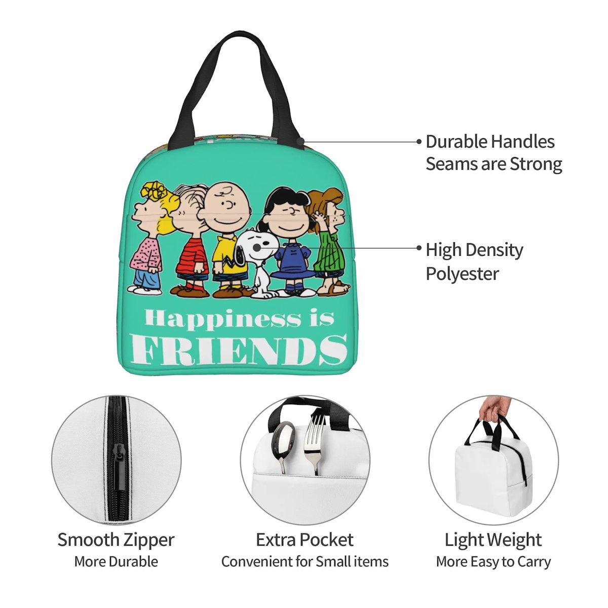 Snoopy Lunch Bag Portable Tote Large Capacity Lunch Bag - ChildAngle