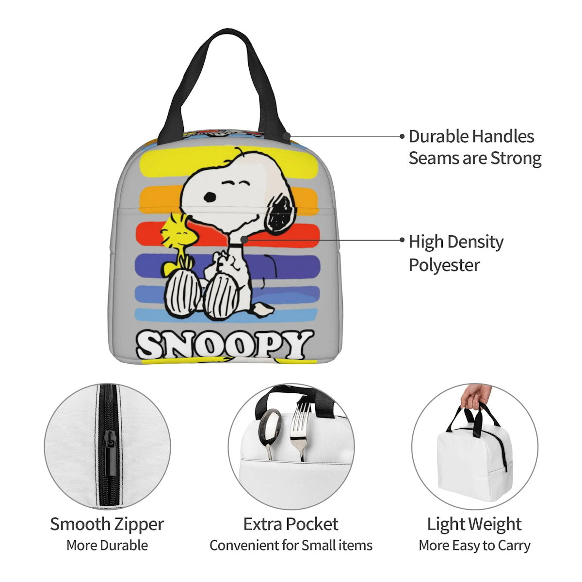 Snoopy Lunch Bag Portable Tote Large Capacity Lunch Bag - ChildAngle