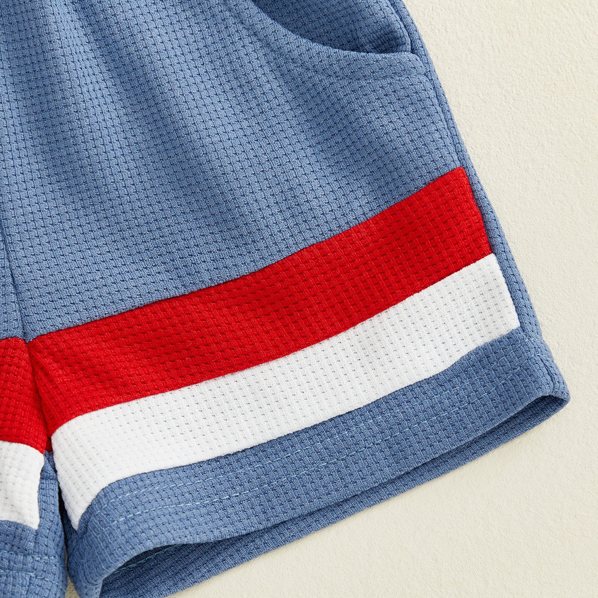 Blue Toddler Boys American Flag Stripde Tops and Shorts - ChildAngle