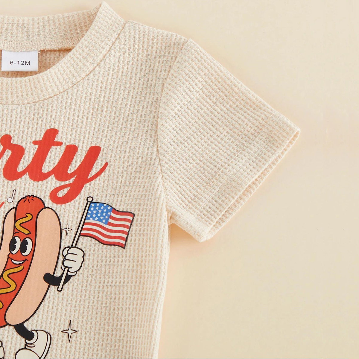 Toddler Boys outfit with 'Party in the USA' t-shirt and shorts - ChildAngle Toddler Boys Drink and Hot Dog American Flag Letter Print Party in the USA Children Top and Shorts Set for Independence Day