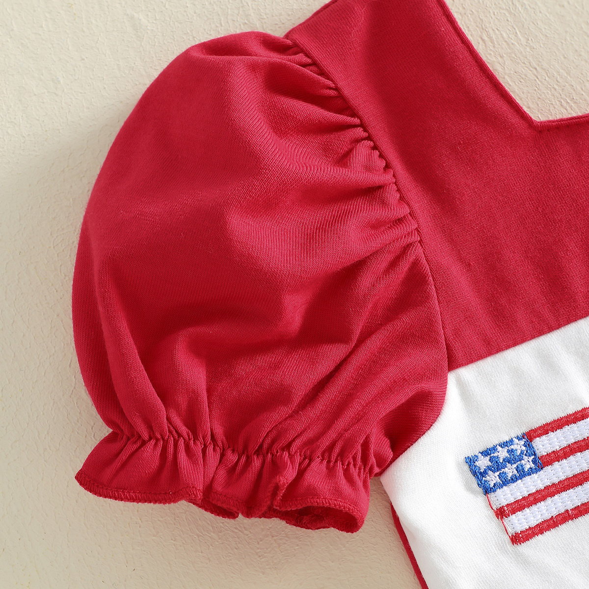 Children's outfit with red and blue top and shorts - ChildAngle Toddler Girls 4th of July Ruffle Plaid Tops and Shorts