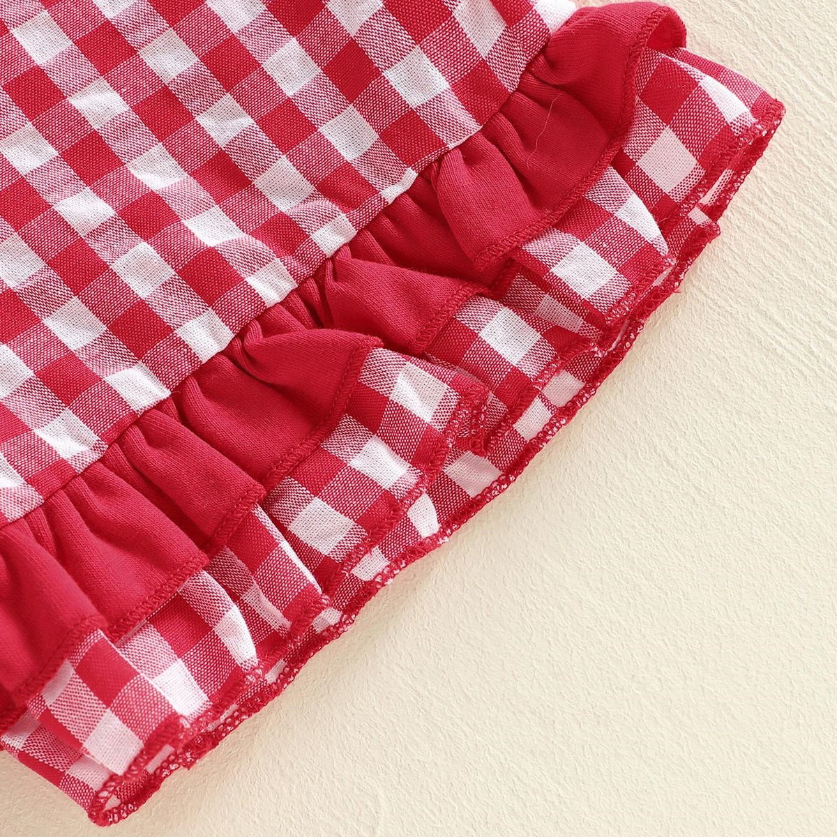 Children's outfit with red and blue top and shorts - ChildAngle Toddler Girls 4th of July Ruffle Plaid Tops and Shorts