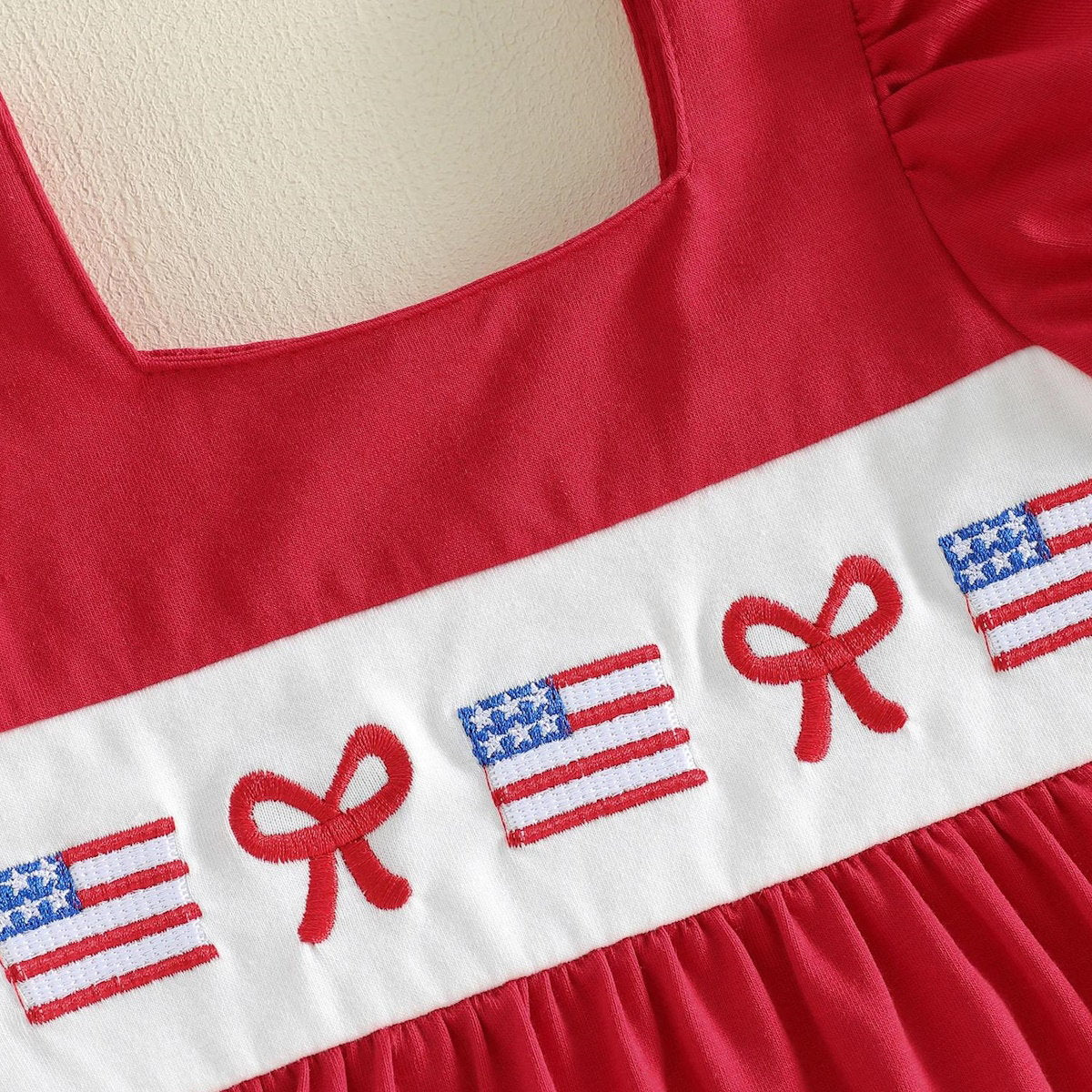 Children's outfit with red and blue top and shorts - ChildAngle Toddler Girls 4th of July Ruffle Plaid Tops and Shorts
