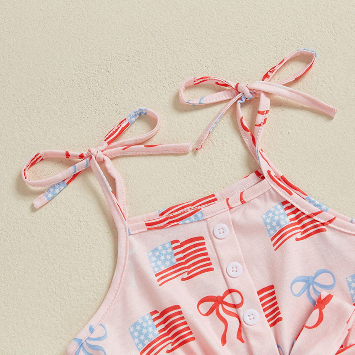 Toddler Girls children's jumsuits with patriotic designs - ChildAngle Toddler Bowknow American Flag Baby Jumpsuit