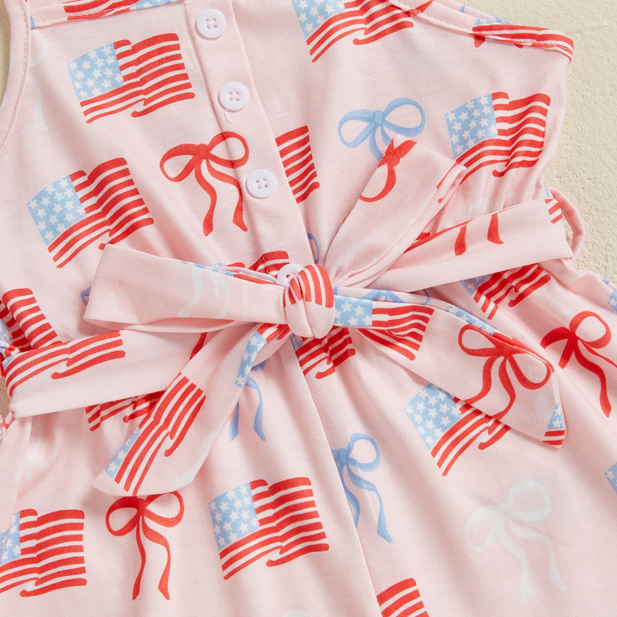 Toddler Girls children's jumsuits with patriotic designs - ChildAngle Toddler Bowknow American Flag Baby Jumpsuit