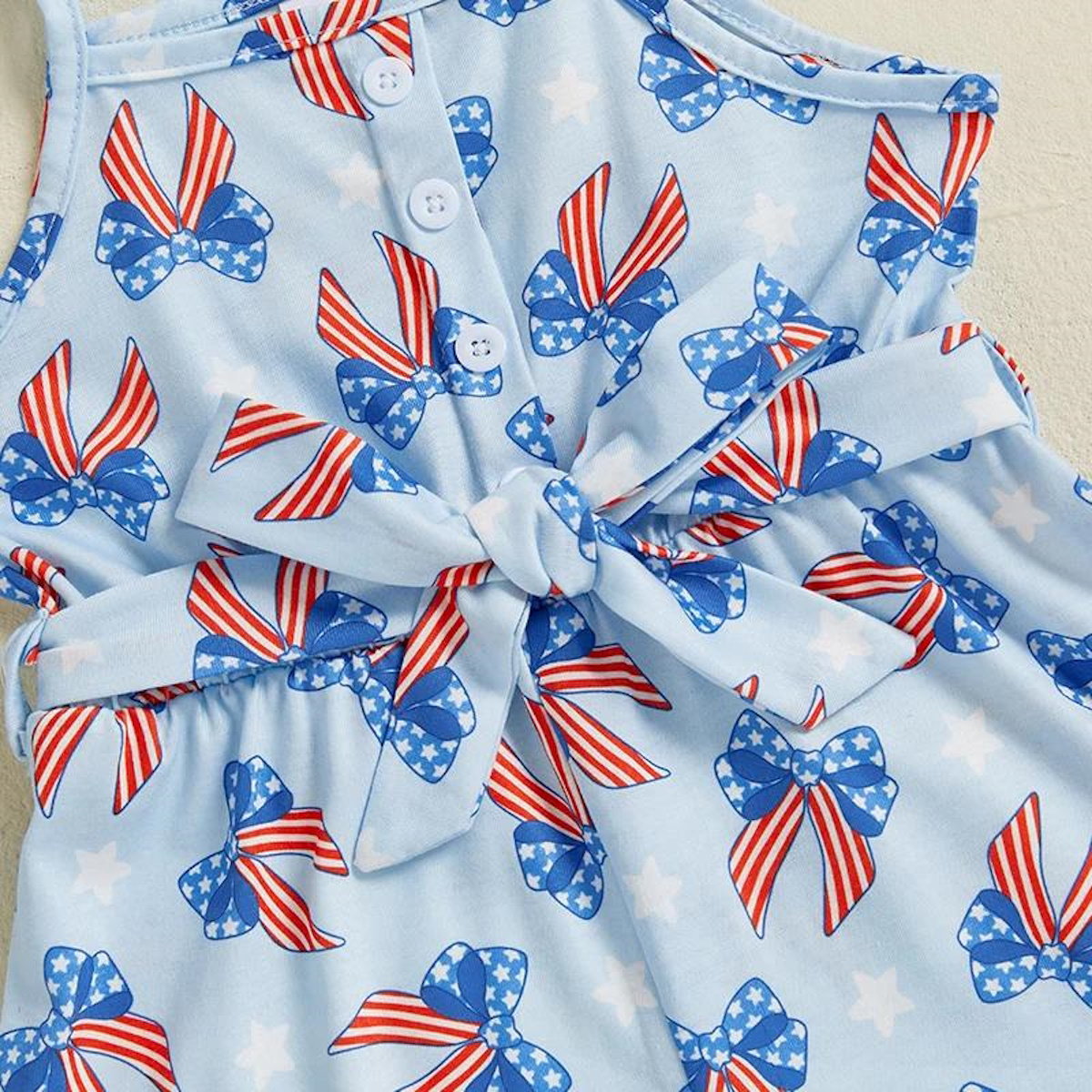 Toddler Girls children's jumsuits with patriotic designs - ChildAngle Toddler Bowknow American Flag Baby Jumpsuit