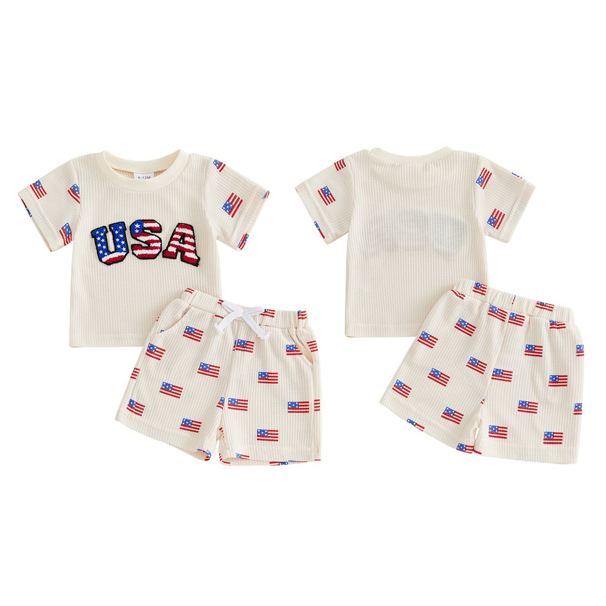 USA Star Patterned Kids 4th of July Tops and Shorts - ChildAngle