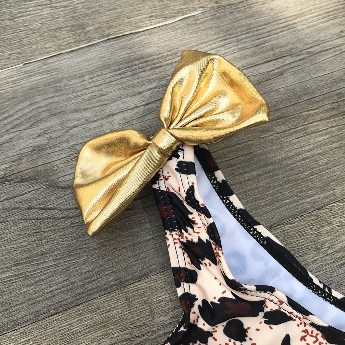 3PCS Toddler Girls Leopard Off-shoulder Bow Bikini Set - ChildAngle Girls Swimsuits