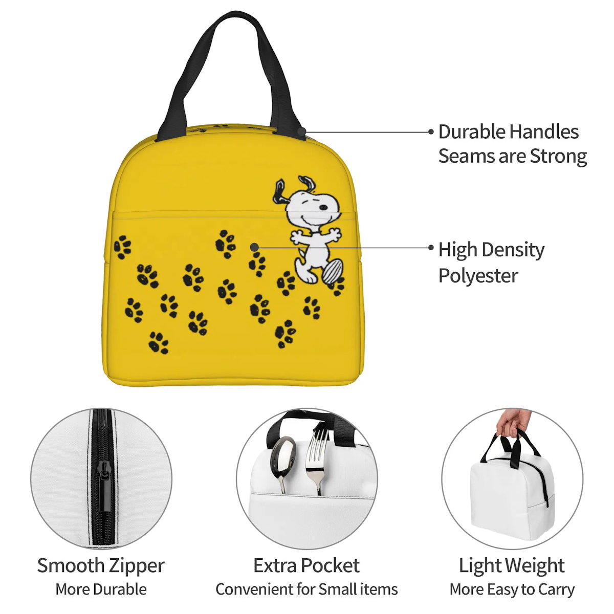 Snoopy Lunch Bag Picnic Portable Lunch Bag Tote for School - ChildAngle