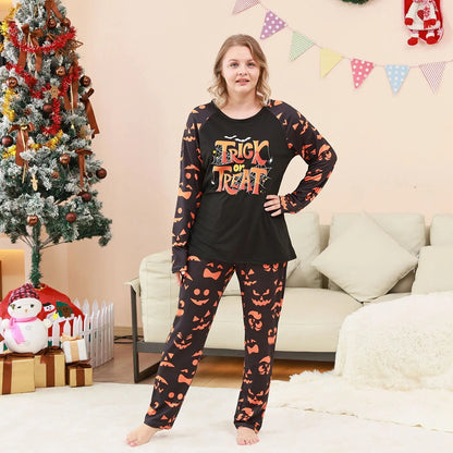 Halloween Family Pajama Trick or Treat Matching Halloween Pumpkin Print Sleepwear Family Look Pyjamas - ChildAngle