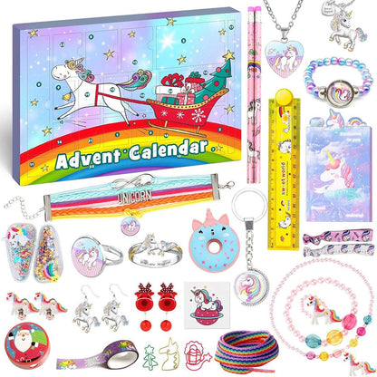 Unicorn Advent Calendar for Girl Bracelet Advent Calendar Christmas 24 Days Unicorn Jewelry Set - ChildAngle
