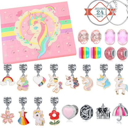 Unicorn Advent Calendar for Girl Bracelet Advent Calendar Christmas 24 Days Unicorn Jewelry Set - ChildAngle