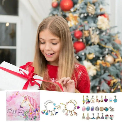 Unicorn Advent Calendar for Girl Bracelet Advent Calendar Christmas 24 Days Unicorn Jewelry Set - ChildAngle