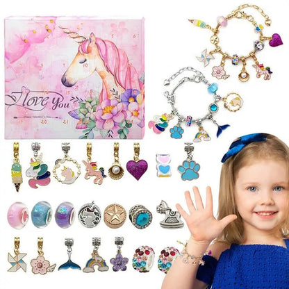 Unicorn Advent Calendar for Girl Bracelet Advent Calendar Christmas 24 Days Unicorn Jewelry Set - ChildAngle