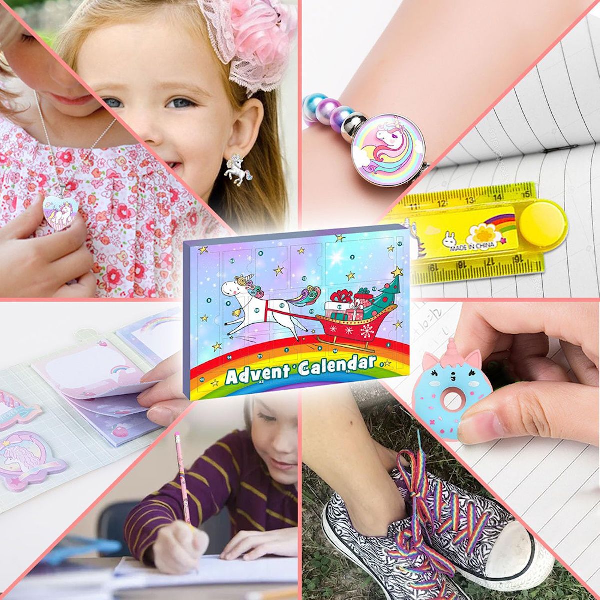 Unicorn Advent Calendar for Girl Bracelet Advent Calendar Christmas 24 Days Unicorn Jewelry Set - ChildAngle