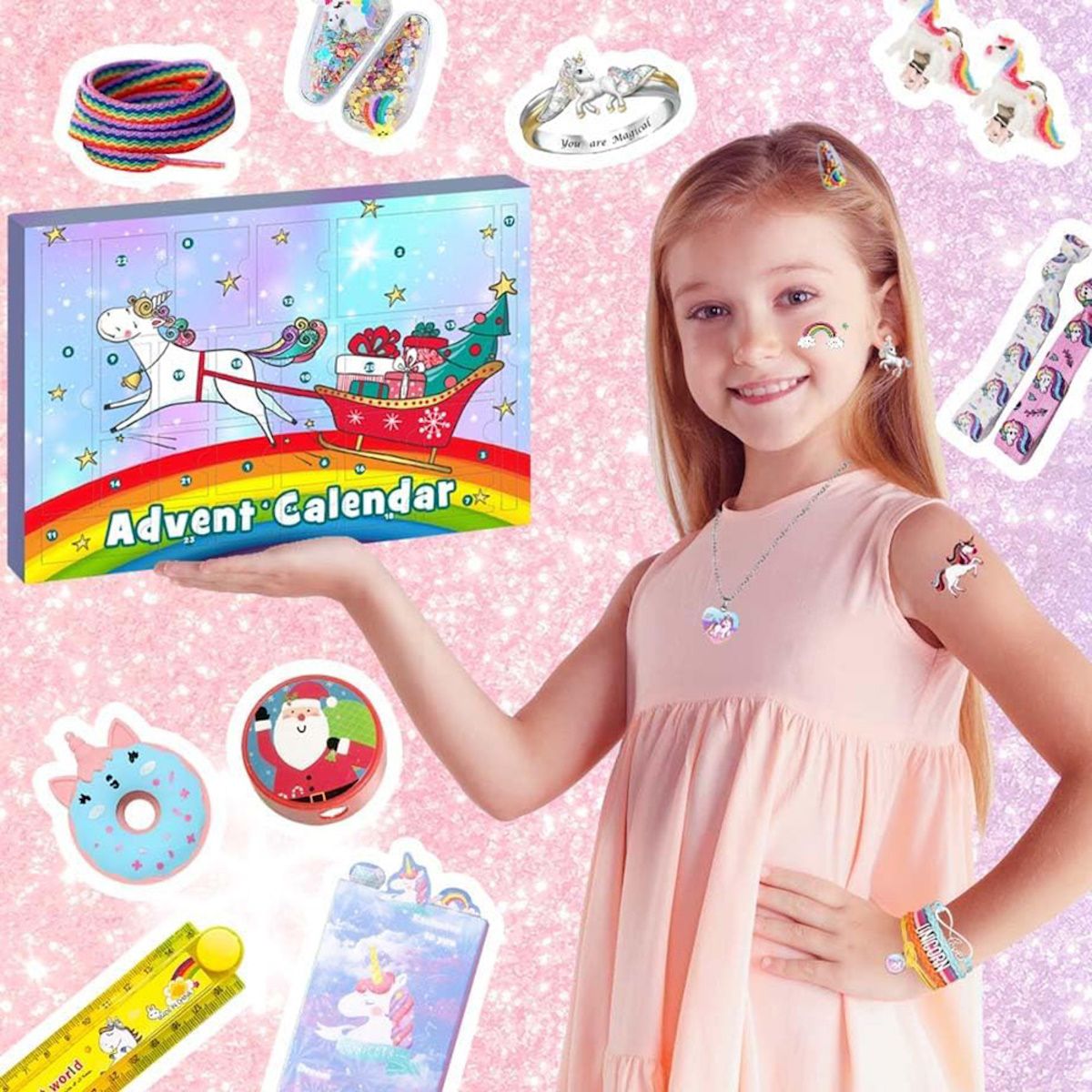Unicorn Advent Calendar for Girl Bracelet Advent Calendar Christmas 24 Days Unicorn Jewelry Set - ChildAngle