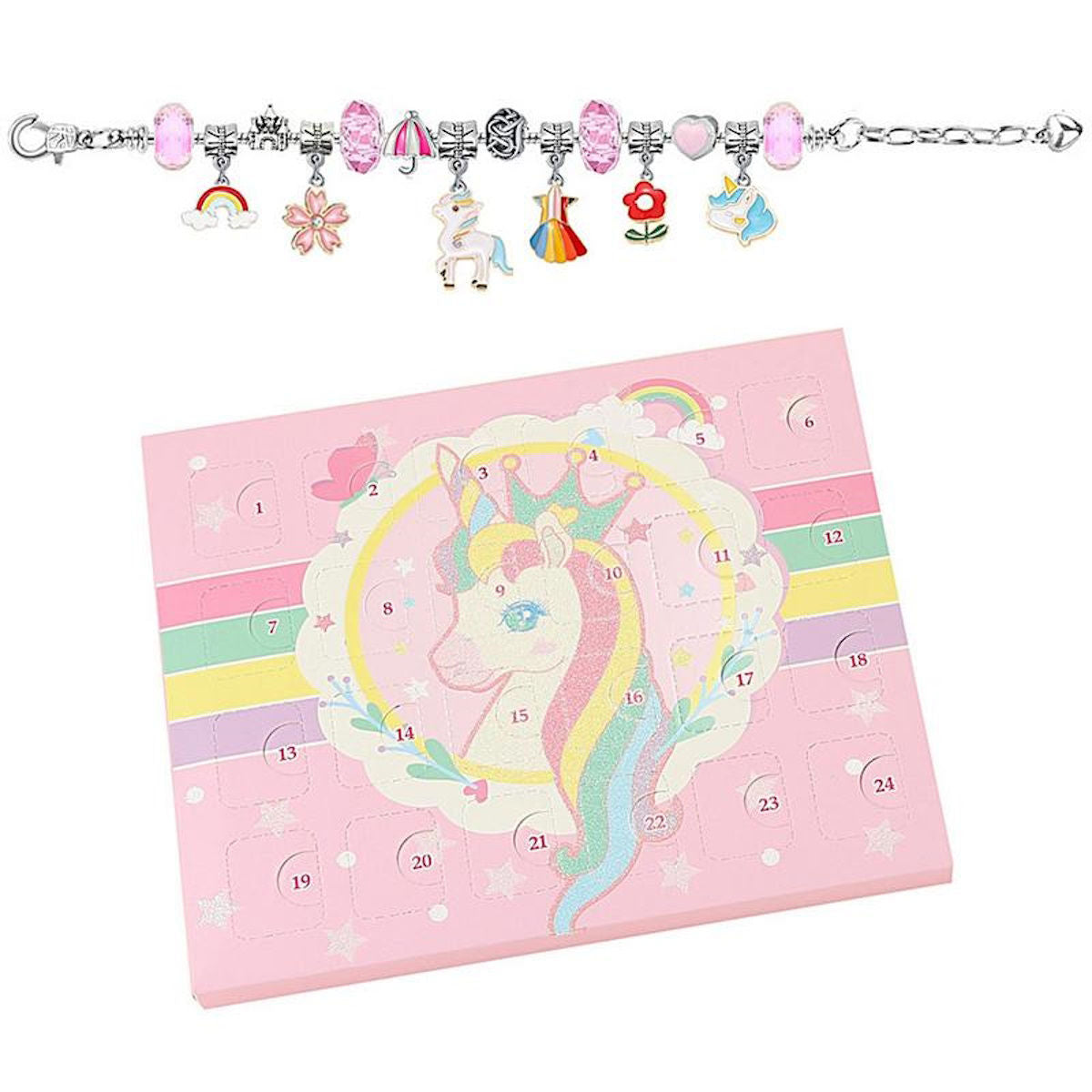 Unicorn Advent Calendar for Girl Bracelet Advent Calendar Christmas 24 Days Unicorn Jewelry Set - ChildAngle