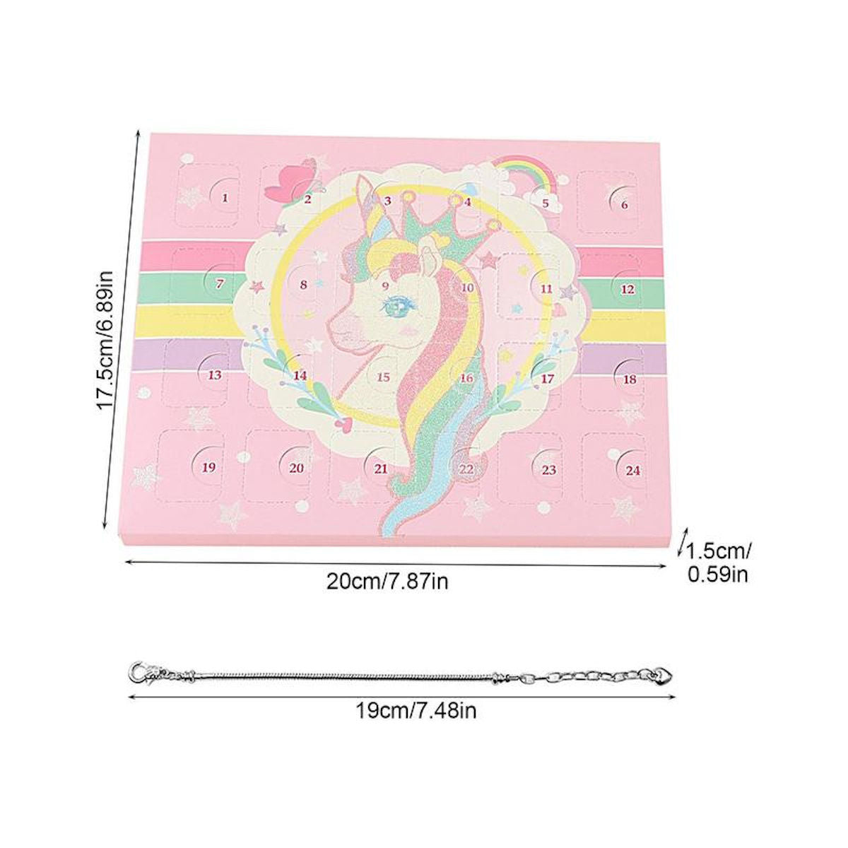 Unicorn Advent Calendar for Girl Bracelet Advent Calendar Christmas 24 Days Unicorn Jewelry Set - ChildAngle