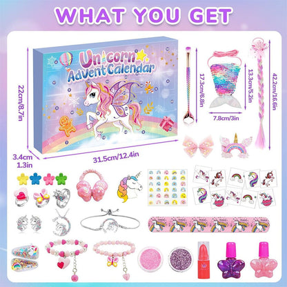 Unicorn Advent Calendar Hairband Hairclip Jewelry Accessories for Girl Christmas 24 Days Unicorn Jewelry Accessories - ChildAngle