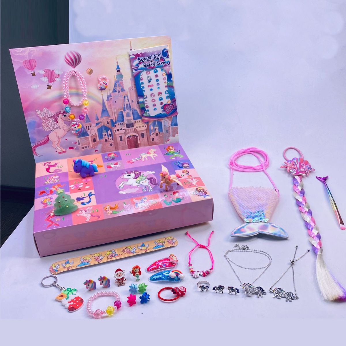 Unicorn Advent Calendar Hairband Hairclip Jewelry Accessories for Girl Christmas 24 Days Unicorn Jewelry Accessories - ChildAngle