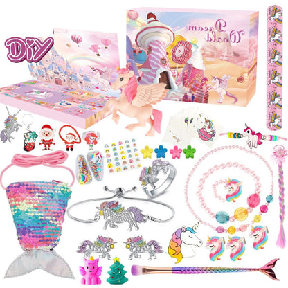 Unicorn Advent Calendar Hairband Hairclip Jewelry Accessories for Girl Christmas 24 Days Unicorn Jewelry Accessories - ChildAngle