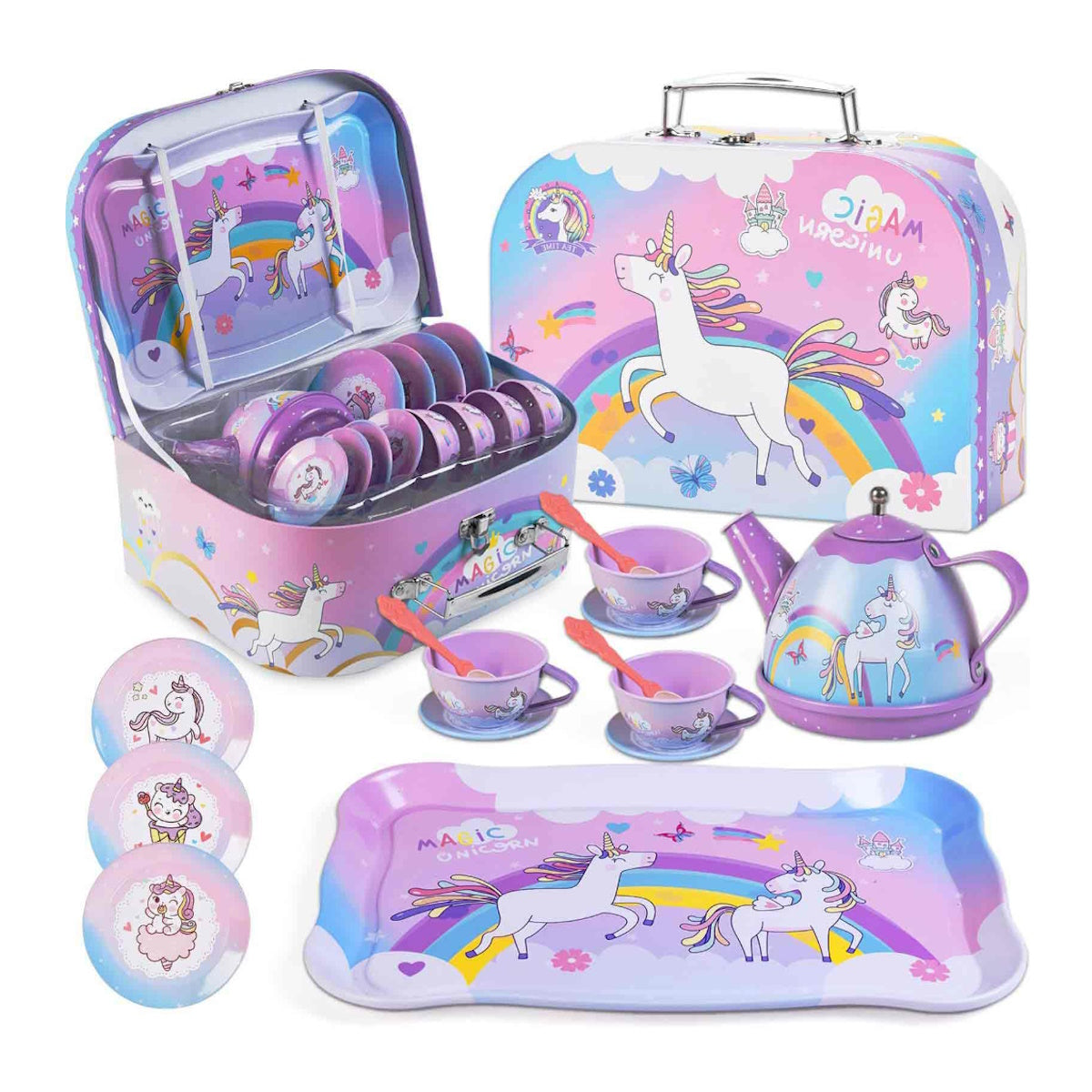 Unicorn Afternoon Tea Party Pretend Play Toys with Alloy Storage Box - ChildAngle