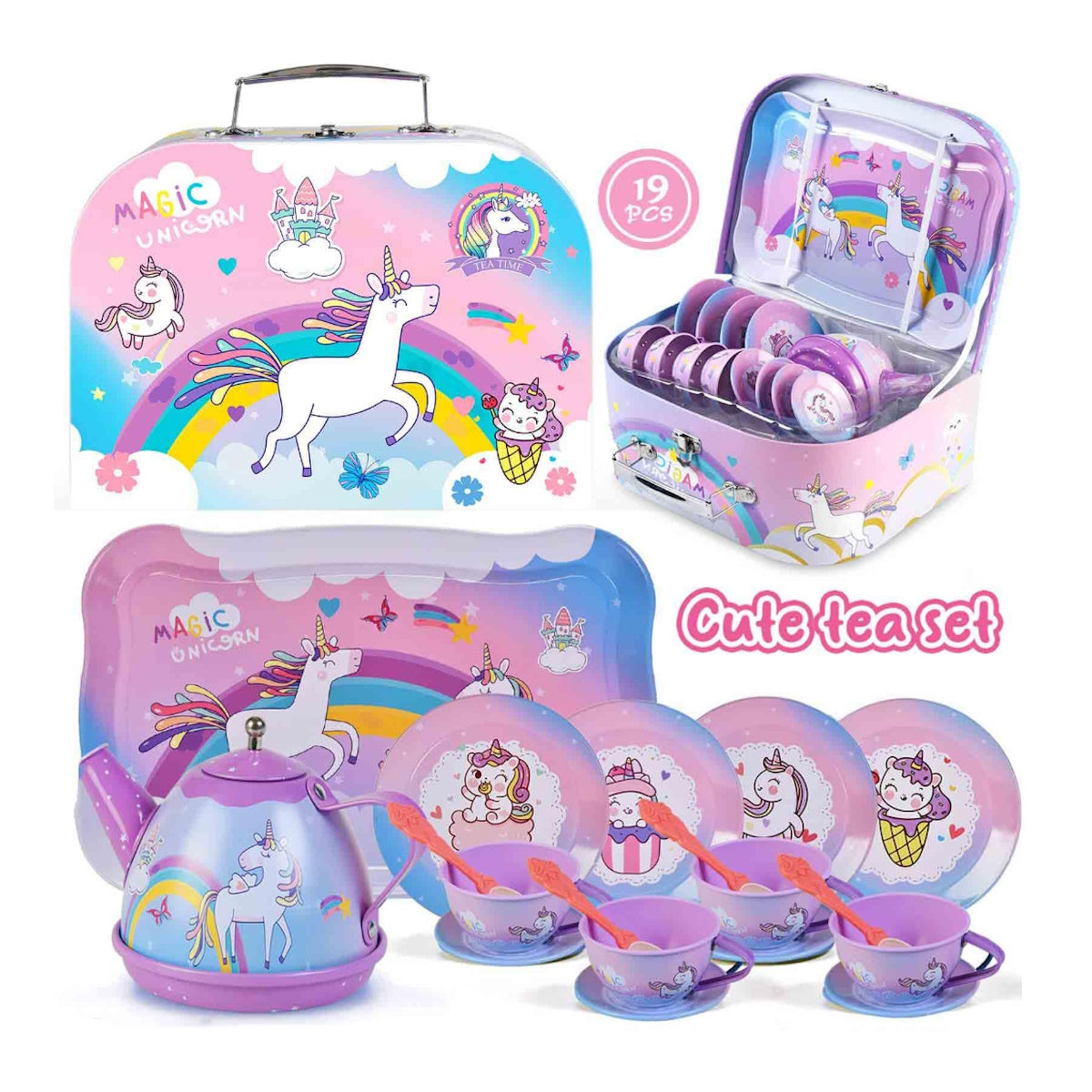 Unicorn Afternoon Tea Party Pretend Play Toys with Alloy Storage Box - ChildAngle