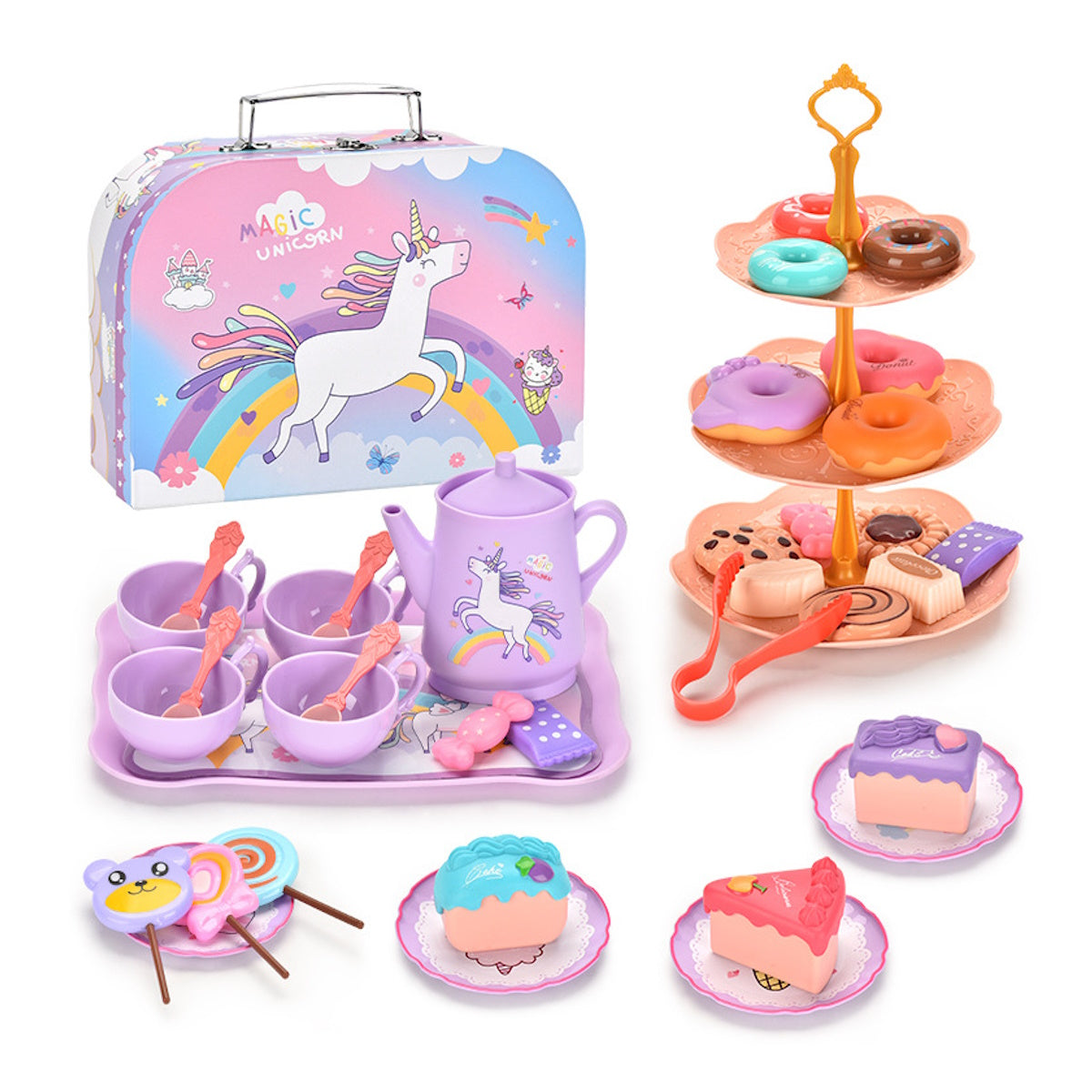 Unicorn Afternoon Tea Party Pretend Play Toys with Alloy Storage Box - ChildAngle