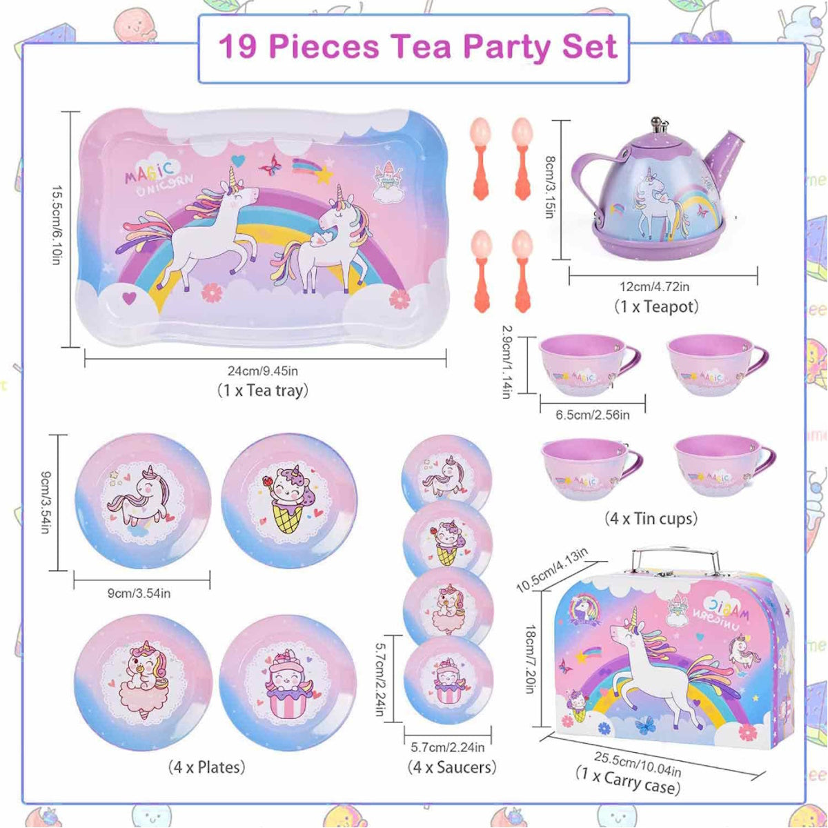 Unicorn Afternoon Tea Party Pretend Play Toys with Alloy Storage Box - ChildAngle