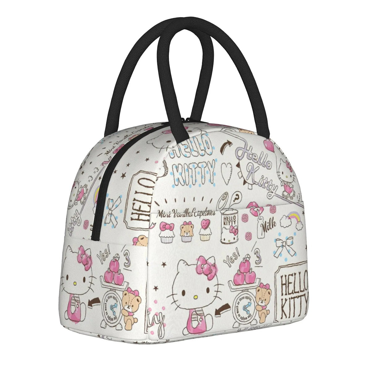 White Hello Kitty Lunch Bags Portable Insulated School Lunch Bags - ChildAngle