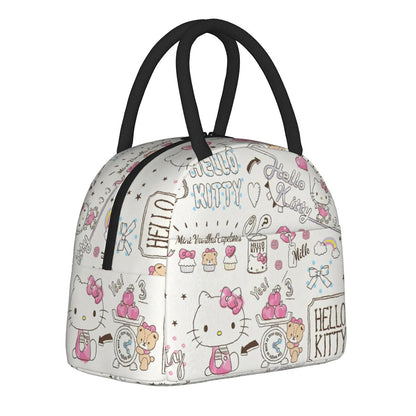 White Hello Kitty Lunch Bags Portable Insulated School Lunch Bags - ChildAngle