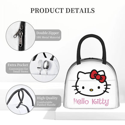 White Hello Kitty Lunch Bags Portable Insulated School Lunch Bags - ChildAngle
