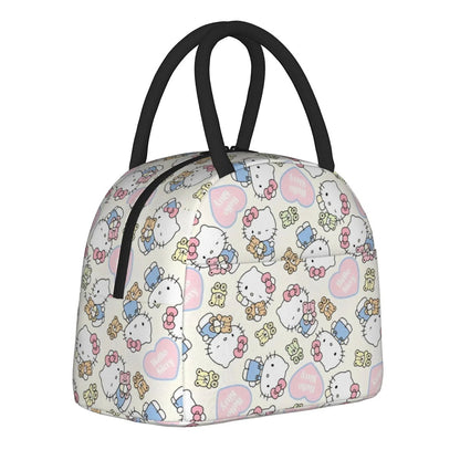 White Hello Kitty Lunch Bags Portable Insulated School Lunch Bags - ChildAngle