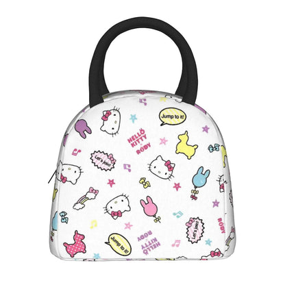 White Hello Kitty Lunch Bags Portable Insulated School Lunch Bags - ChildAngle