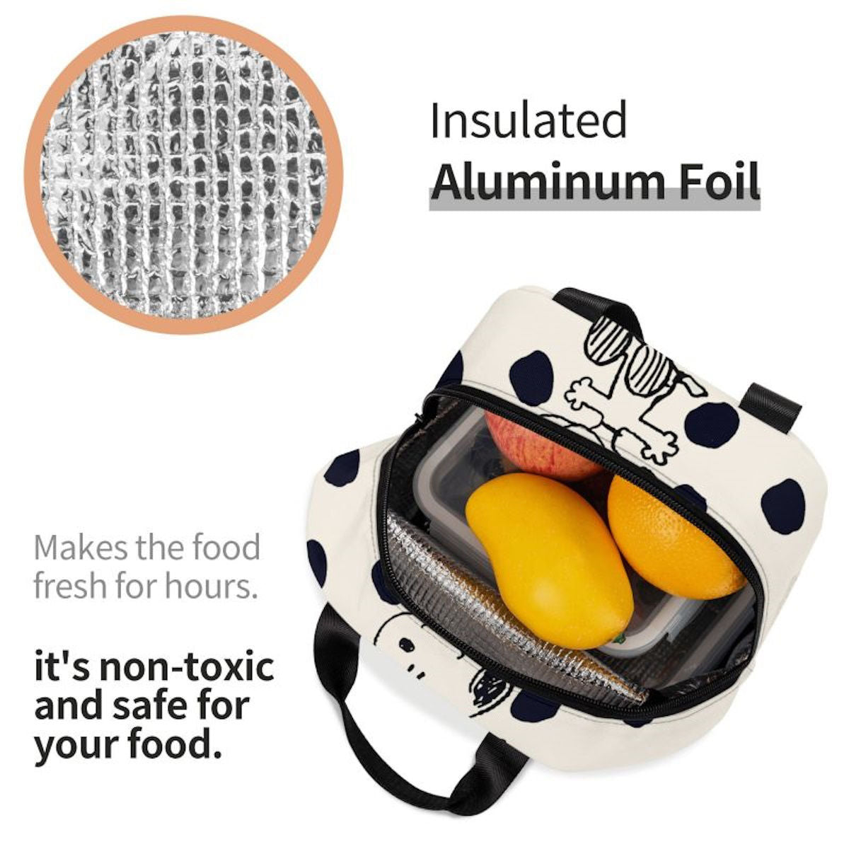 White Snoopy Lunch Bag Tote Large Capacity Lunch Bag - ChildAngle