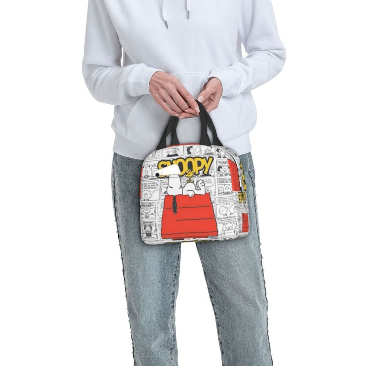 White Snoopy Lunch Bag Tote Large Capacity Lunch Bag - ChildAngle