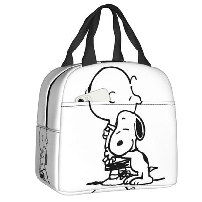 White Snoopy Lunch Bag Tote Large Capacity Lunch Bag - ChildAngle