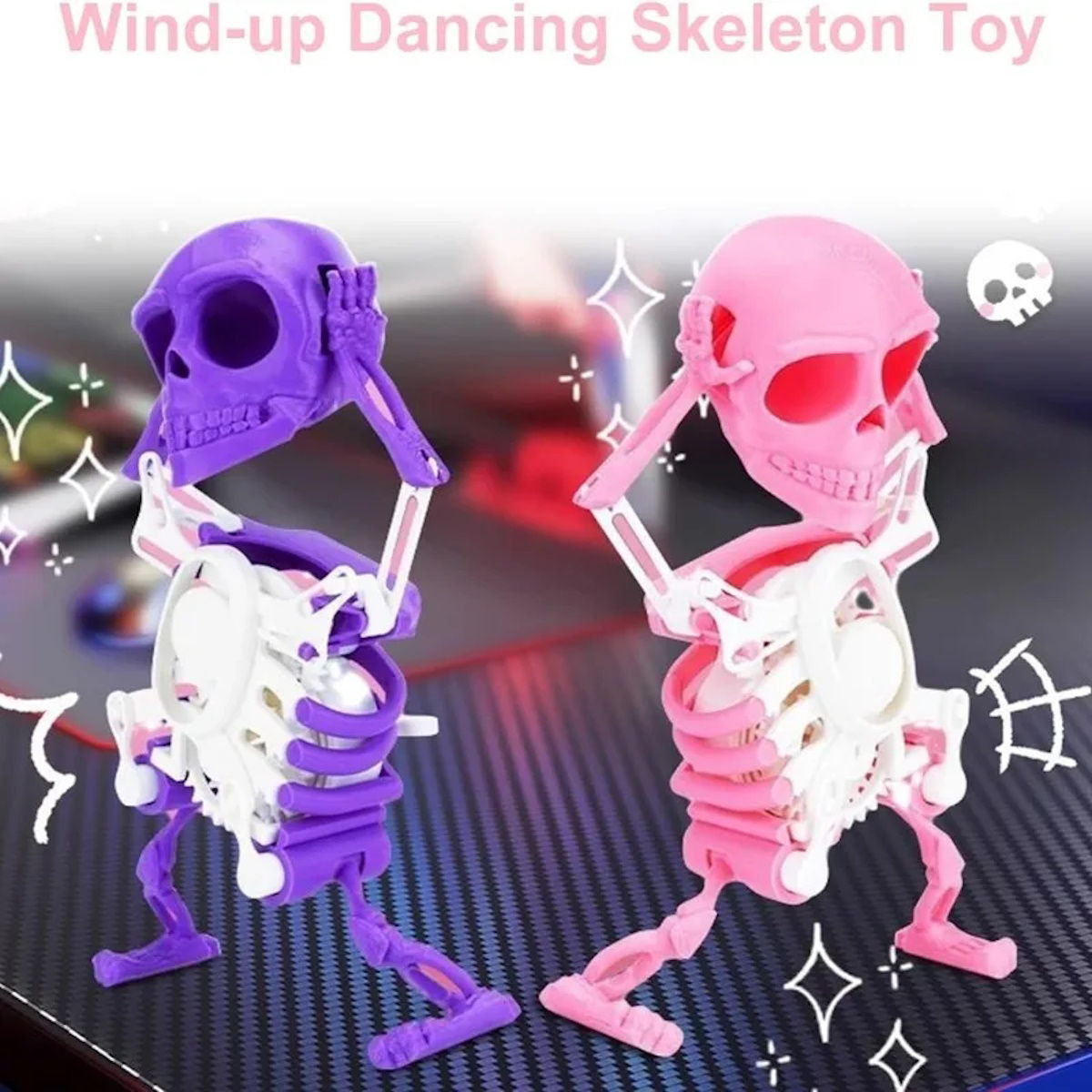 Halloween Dancing Skull 3D Printed Toy Wind-up Skeleton - ChildAngle