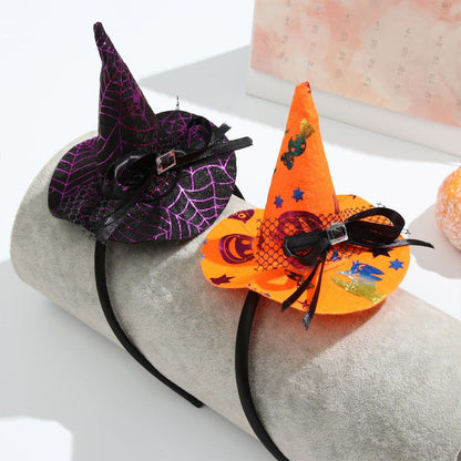 Girls Halloween Witch Hat Headband Spider Web Sorceress Hat - ChildAngle