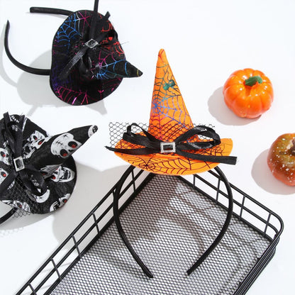 Girls Halloween Witch Hat Headband Spider Web Sorceress Hat - ChildAngle