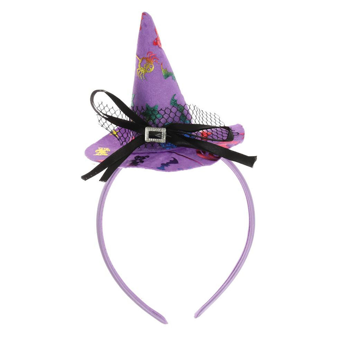 Girls Halloween Witch Hat Headband Spider Web Sorceress Hat - ChildAngle