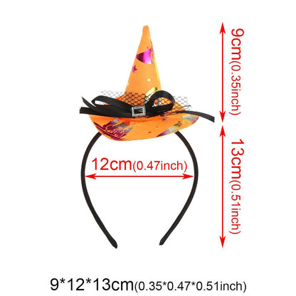 Girls Halloween Witch Hat Headband Spider Web Sorceress Hat - ChildAngle