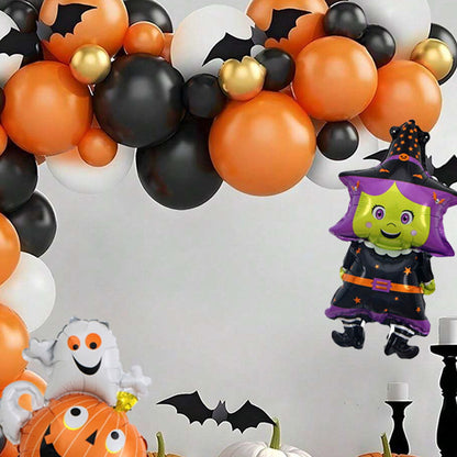 58PCS 16'' Witch Owl Pumpkin Halloween Balloon Garland and Arch Set - ChildAngle