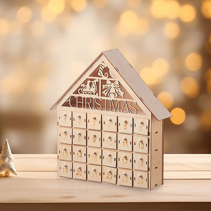 Wooden Advent Calendar Christmas Countdown Box with Drawers - ChildAngle