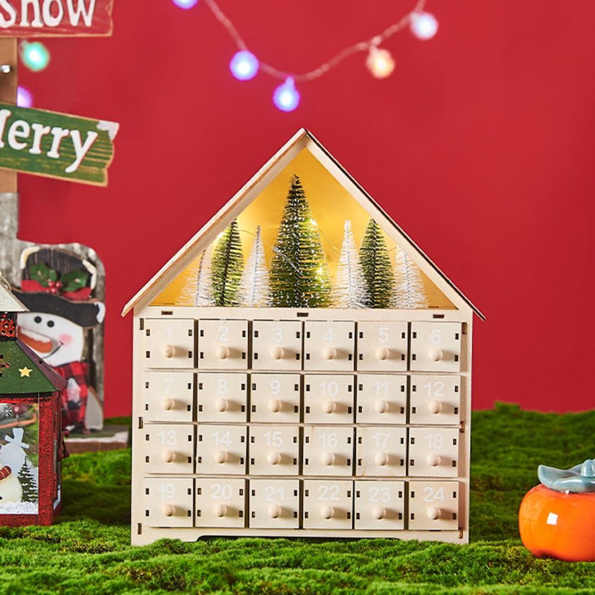 Wooden Advent Calendar Christmas Countdown Box with Drawers - ChildAngle